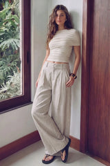 Pantalón fit wide leg botones