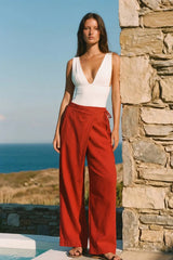 Pantalon fit wide leg cruzado