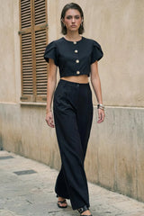 Pantalón fit wide leg pinzas