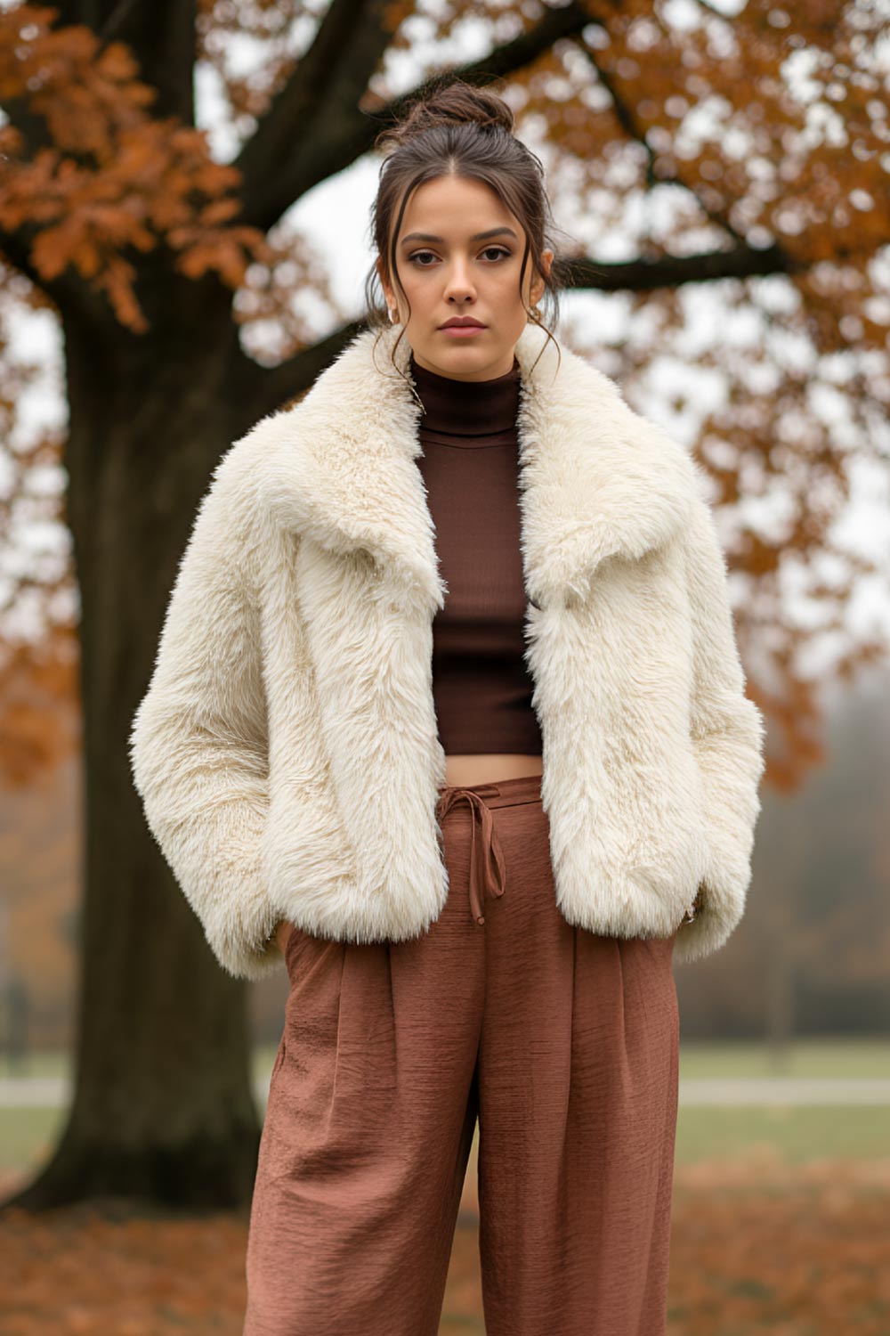 Pantalón fluido de fit wide leg, cintura alta con pretina elástica posterior, pinzas frontales, bolsillos delanteros y jareta frontal ajustable.