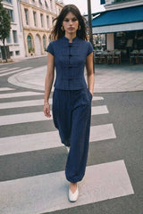 Balloon fit striped trousers