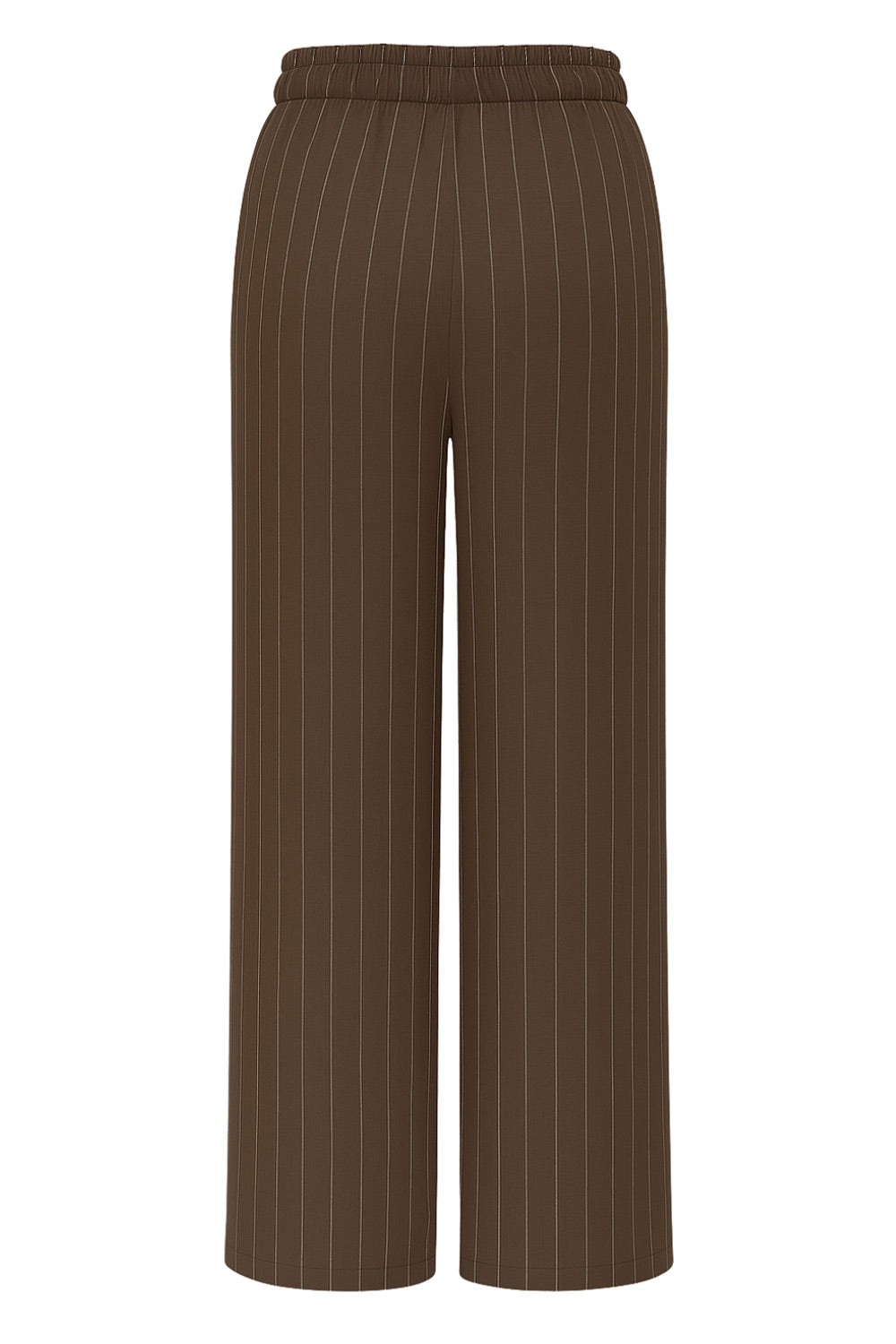 Pantalón fluido de estampado rayas, fit recto, cintura alta con pretina elástica y jareta frontal ajustable.