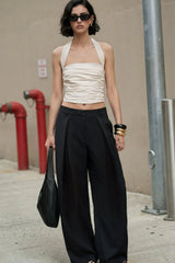 Pantalón pierna ancha pinzas