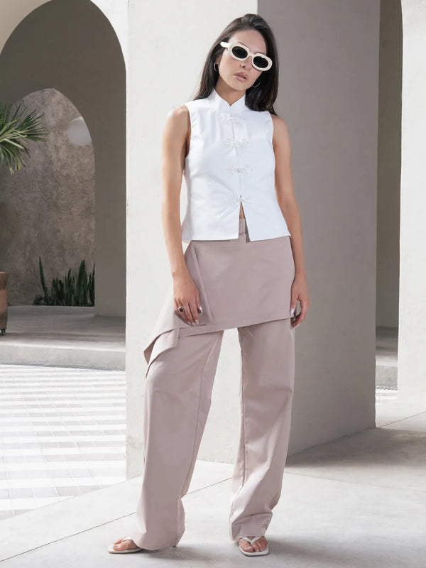 Pantalón recto con falda
