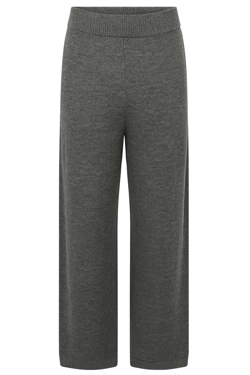 Pantalón de punto fit recto, cintura media con pretina elástica y rib en bajo.