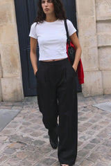 High-waisted wide-leg pants with front pleats