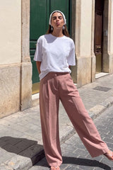 High-waisted wide leg trousers with front pleats