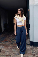Pantalon wide leg rayas