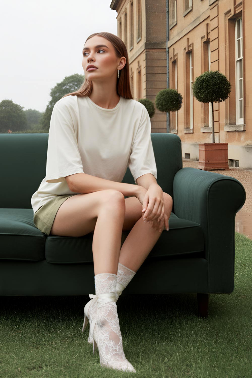 Camiseta básica de fit oversized, cuello redondo y manga corta seguida.