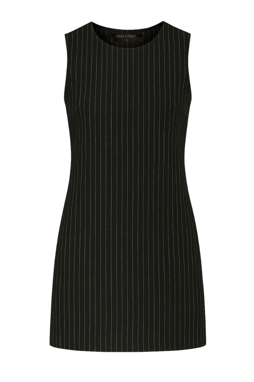 Playsuit de estampado rayas, fit ajustado, cuello barco, sin mangas, pinzas frontales, lazo amarrable posterior y cierre con cremallera oculta.