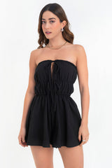 Playsuit strapless escote con lazos cut out