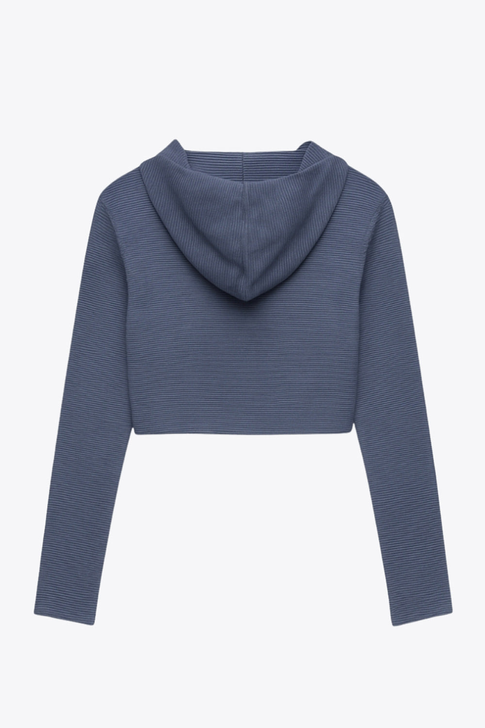 Sudadera corta de estampado rayas, con capucha, fit ajustado y manga larga con cut out en puños.