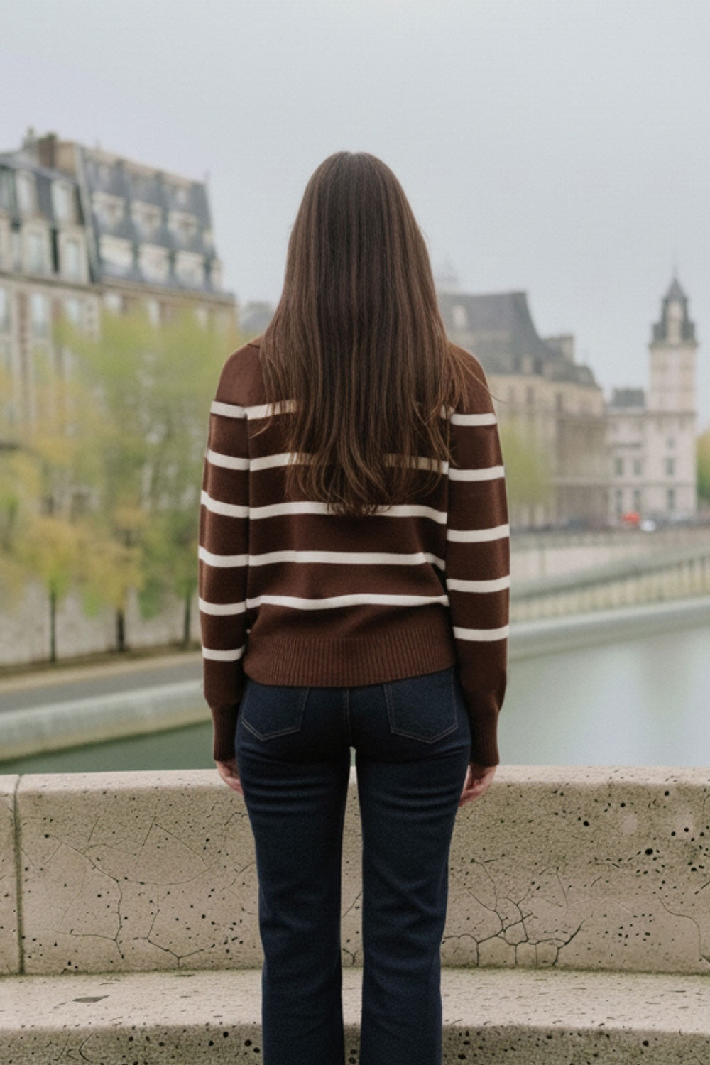 Sweater rayas cuello polo