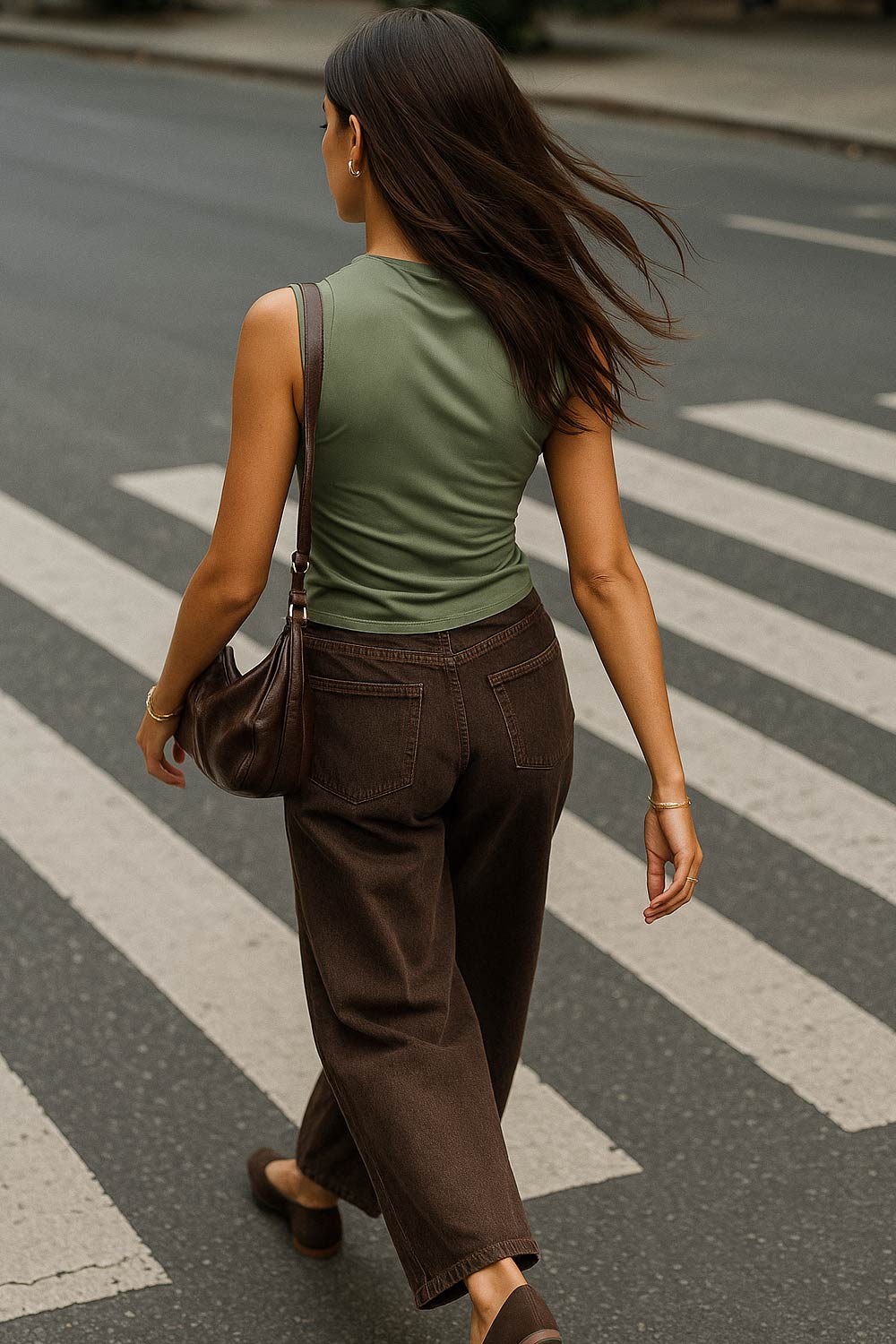 Top de fit ajustado, sin mangas, cuello fluido y plisados decorativos en hombros.