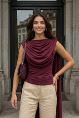 Top ajustado corto detalle decorativo con plisados