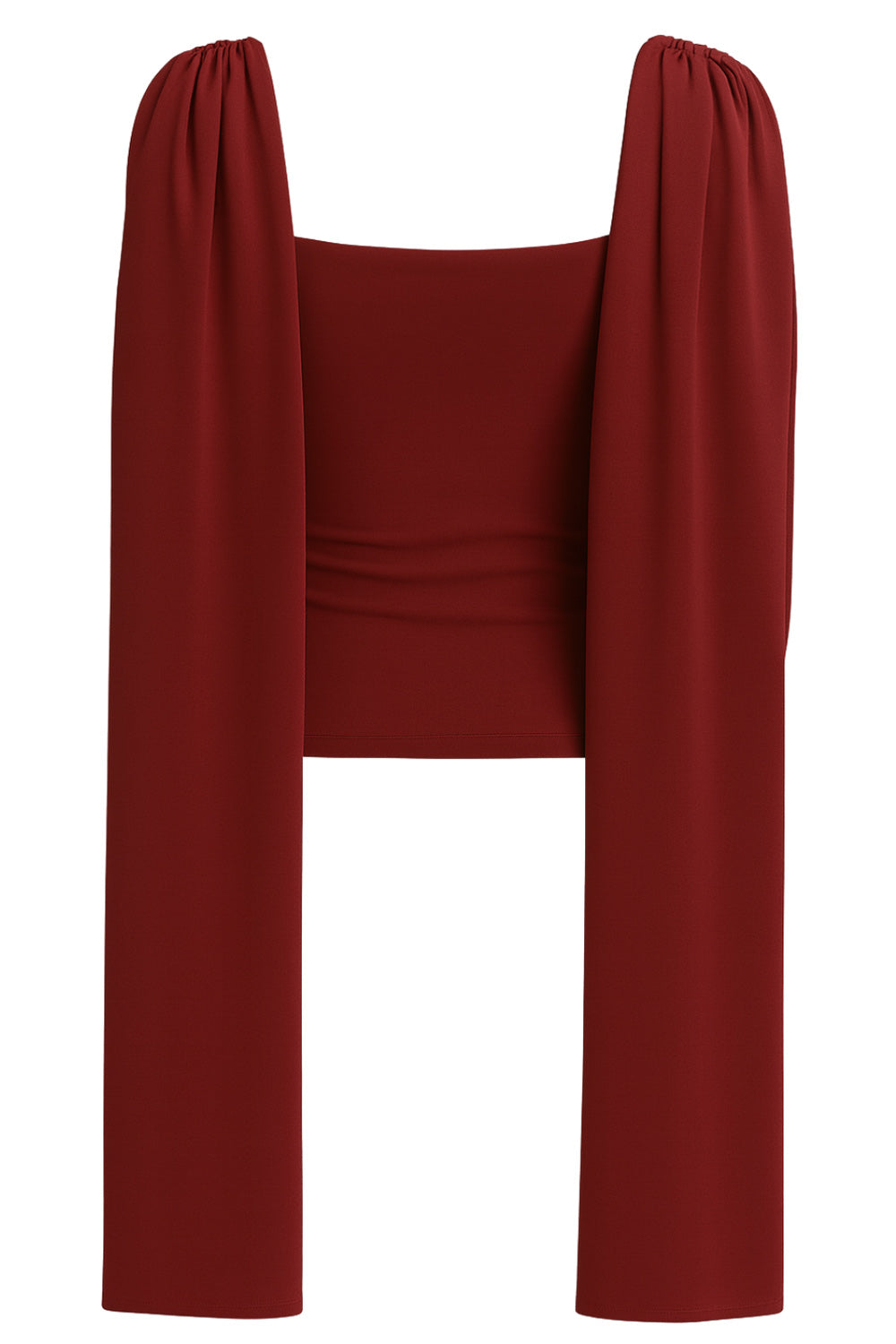 Top de fit ajustado, sin mangas, cuello redondo y detalle decorativo frontal con plisados en hombros.