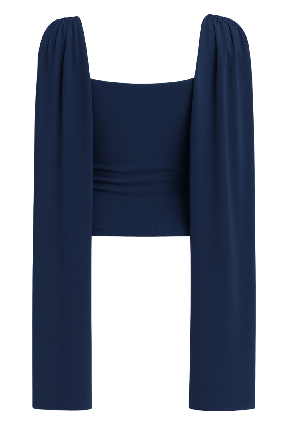 Top de fit ajustado, sin mangas, cuello redondo y detalle decorativo frontal con plisados en hombros.