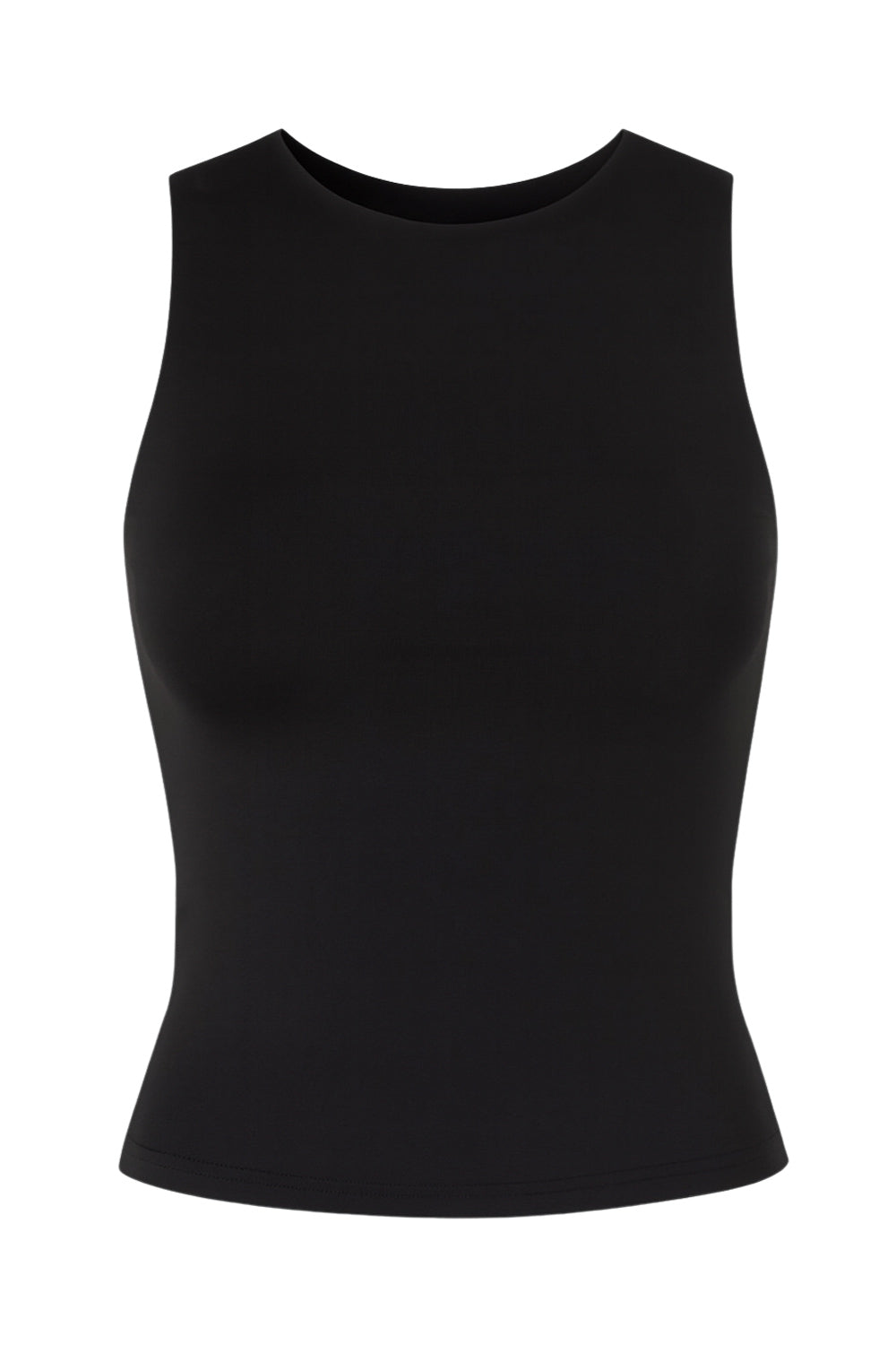 Top básico de fit ajustado, sin mangas y cuello redondo.