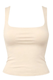 Top básico de fit ajustado, sin mangas y escote cuadrado.