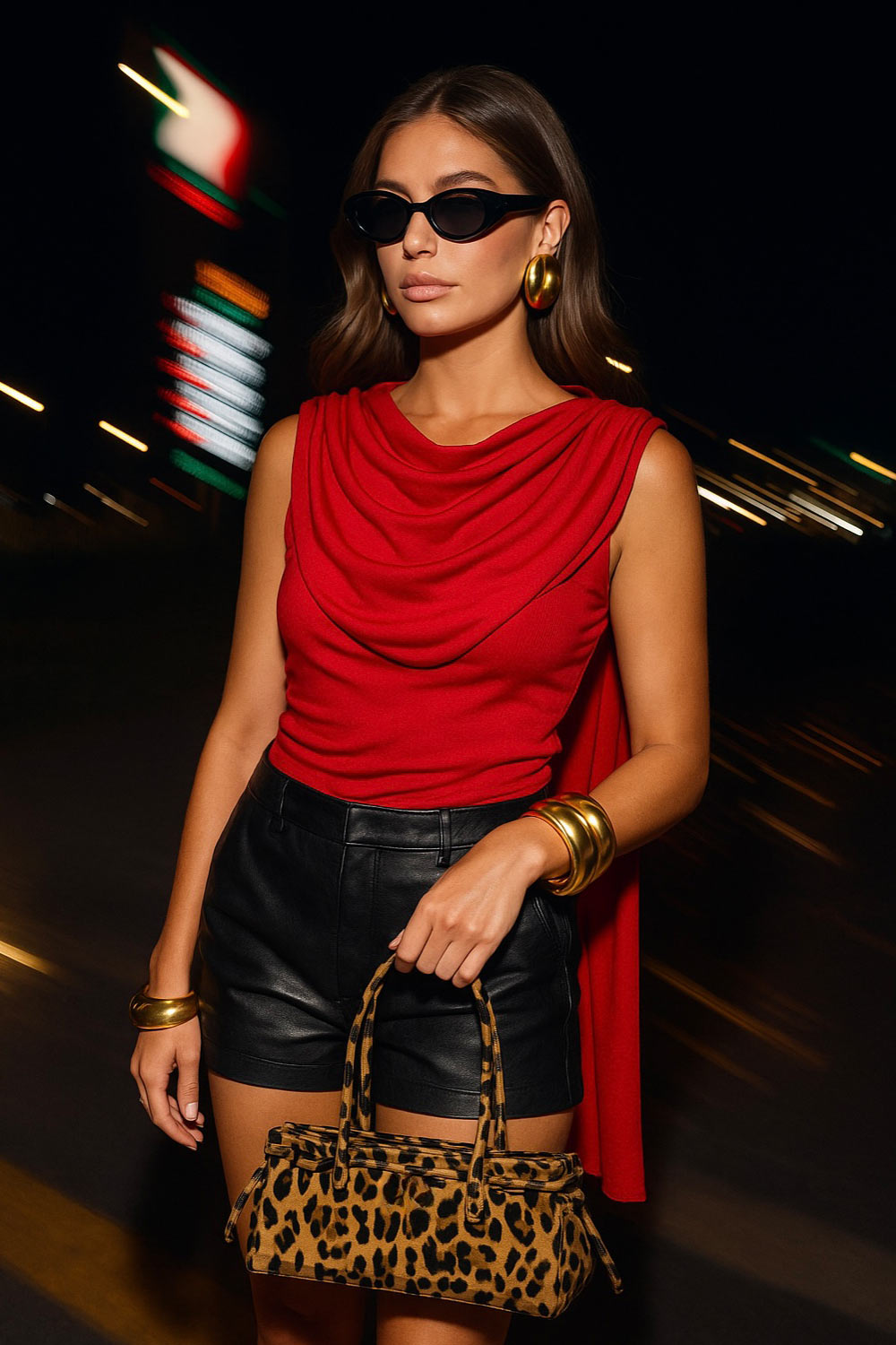 Top de fit ajustado, sin mangas, cuello redondo y detalle decorativo frontal con plisados en hombros.