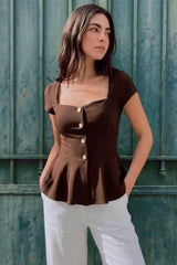 Peplum top with buttons