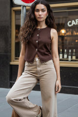 Top chaleco botones metálicos