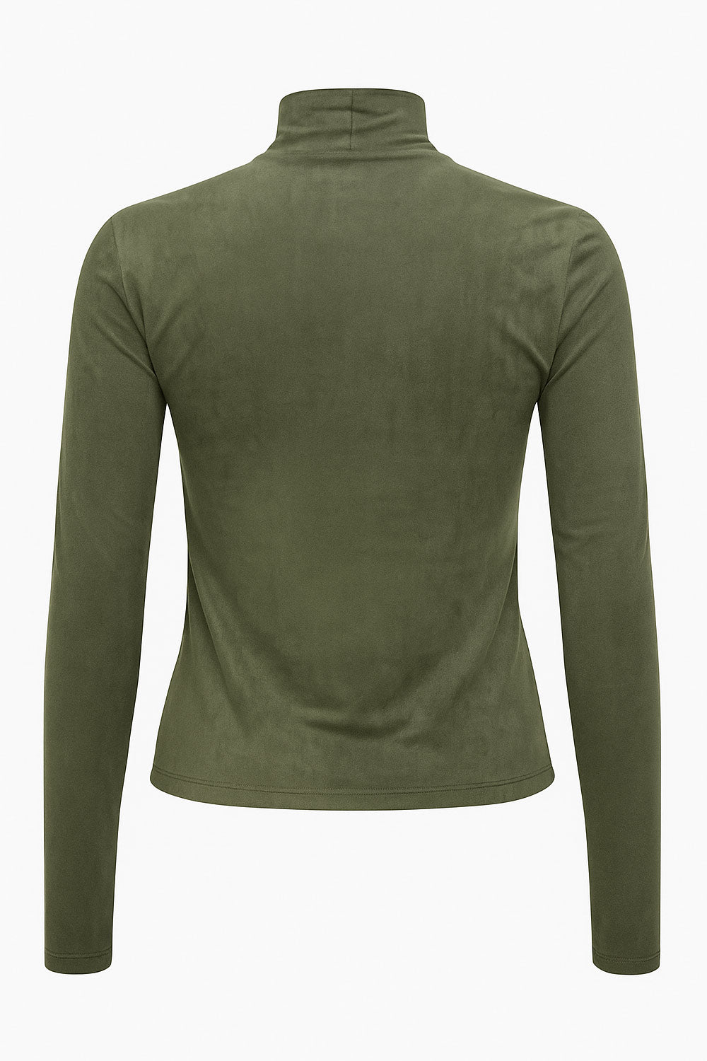 Top básico de fit ajustado, cuello alto y manga larga.