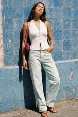 Halter neck button top