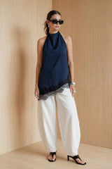 Top halter con encaje