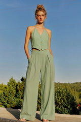 Halter top with buttons