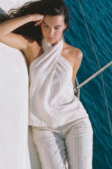 Top halter cruzado rayas