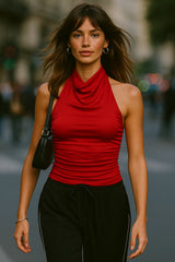 Top halter Getaway con plisados