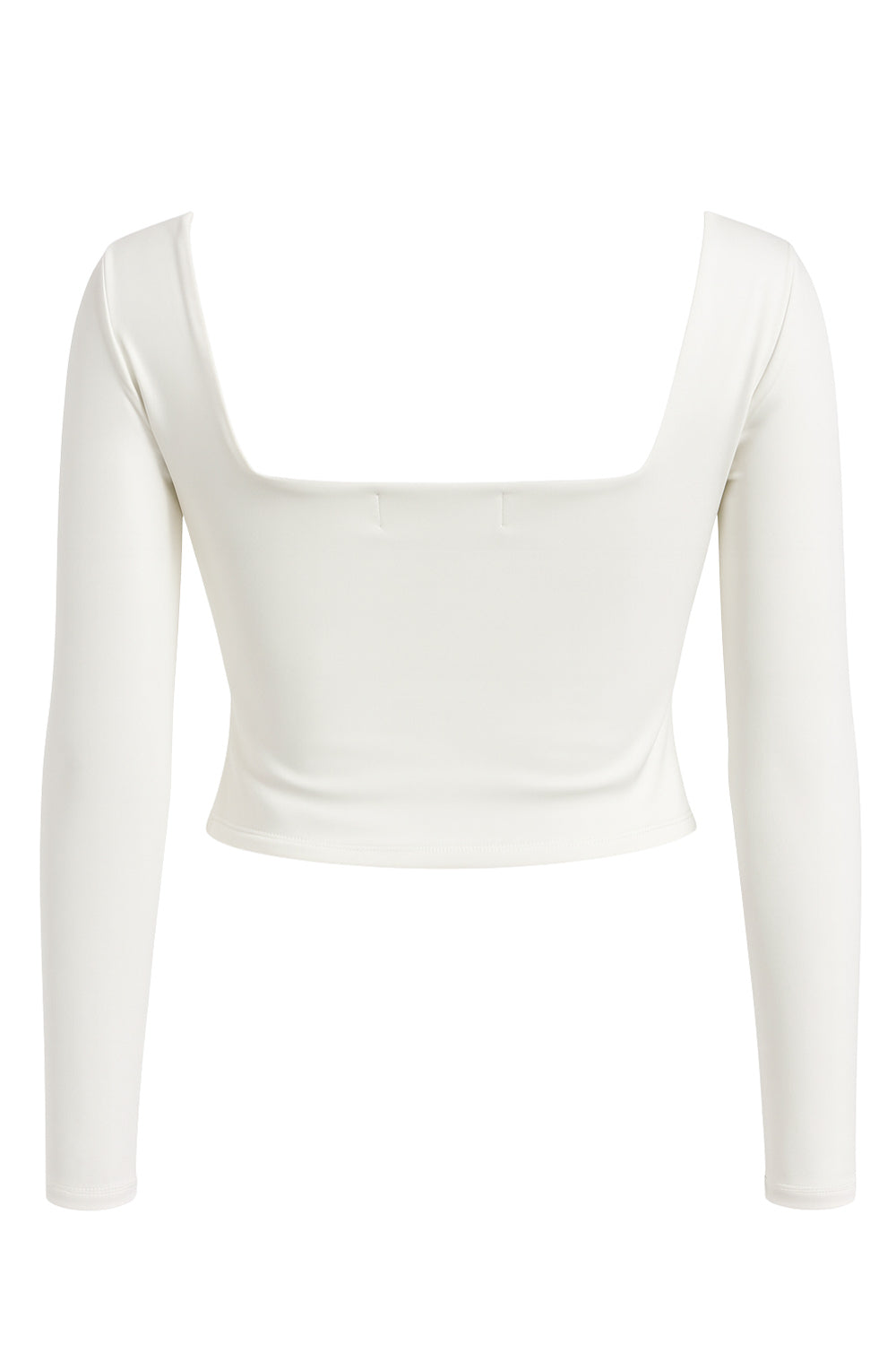 Top corto de fit ajustado, manga larga y cuello cuadrado con plisado frontal.