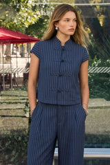 Marbella stand-collar top