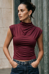 Gold mock neck top