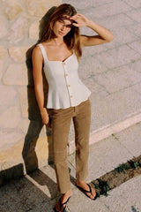 Peplum top with buttons