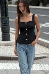 Peplum top with buttons