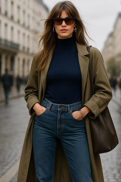 Top canalé básico de fit ajustado, sin mangas y cuello alto seguido.