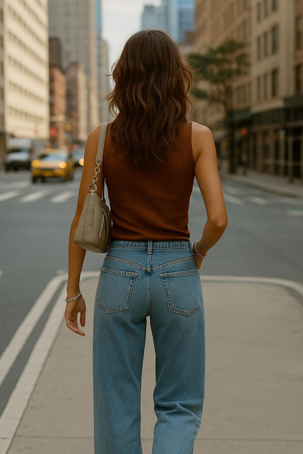 Top canalé básico de fit ajustado, sin mangas y cuello alto seguido.
