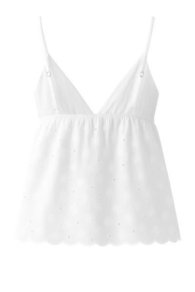 Top de fit fluido, tirantes delgados ajustables, abertura frontal en bajo, escote v con plisados y cierre con lazo amarrable frontal. Detalle de rib elástico en espalda, olanes en bajo y perforado en tejido.