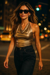 Top Shimmer halter fluido