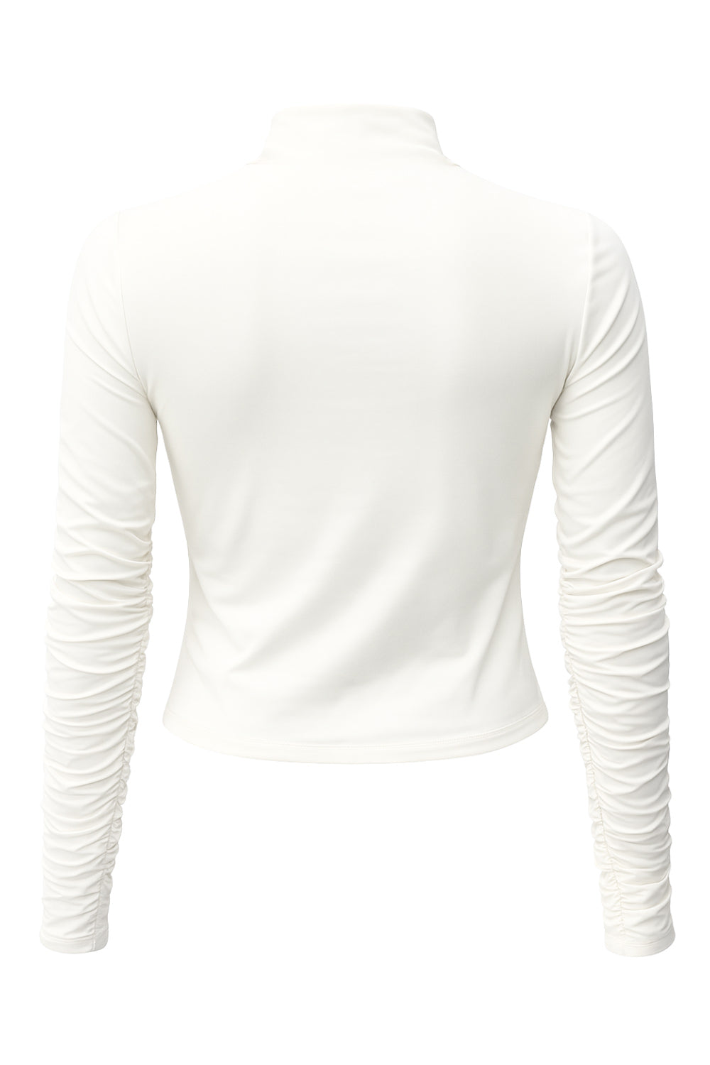 Top básico de fit recto, cuello mock seguido y manga larga.