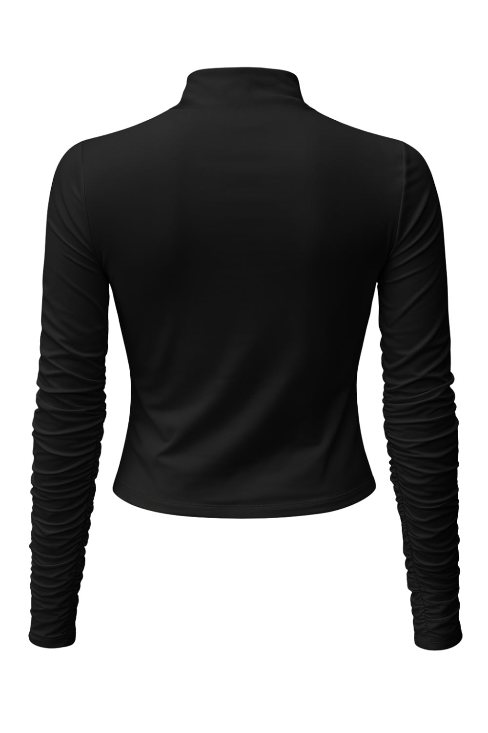 Top básico de fit recto, cuello mock seguido y manga larga.