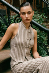 Halter neck button top