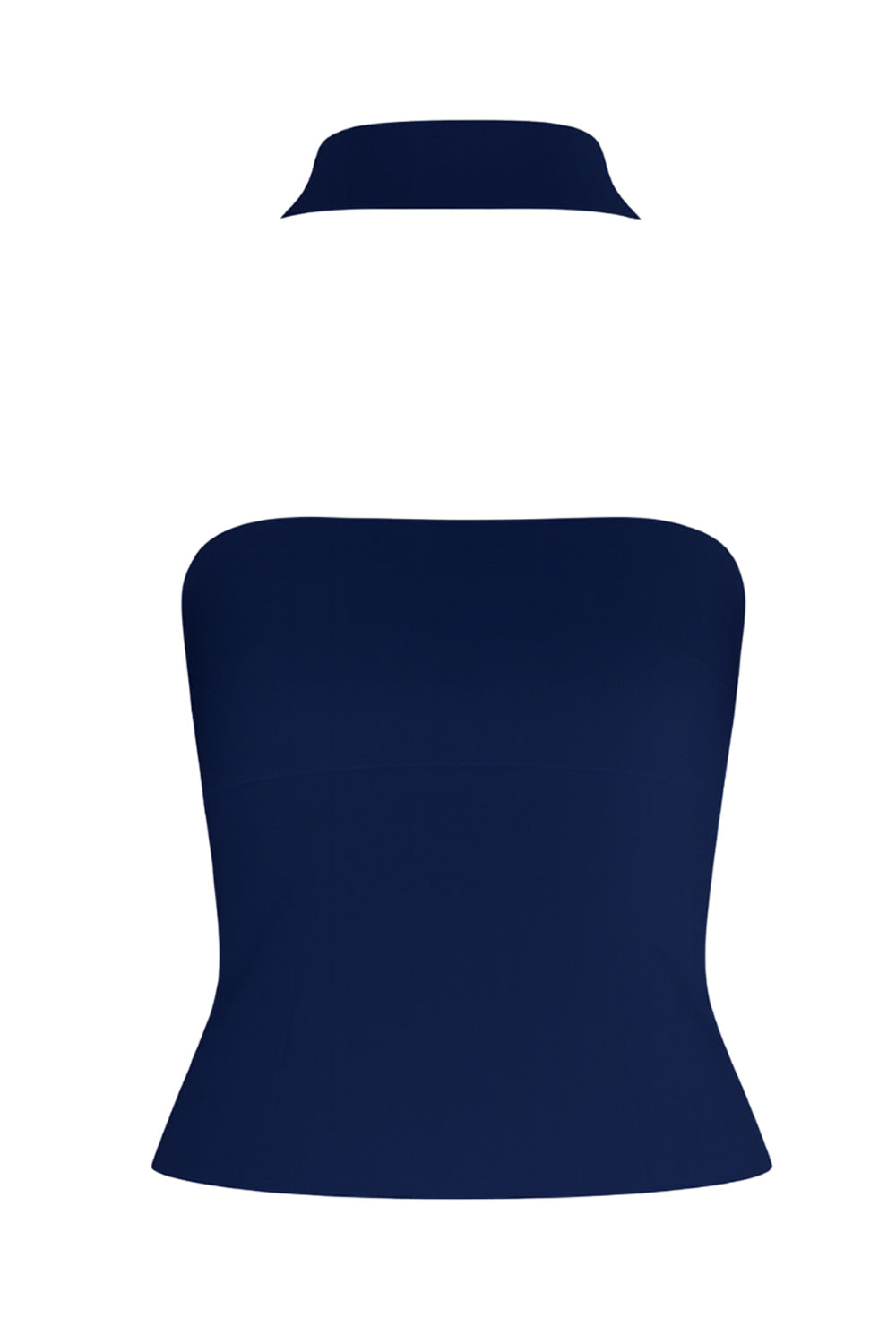 Top tubo de fit ajustado, escote recto, plisados en costados y detalle decorativo posterior de choker.