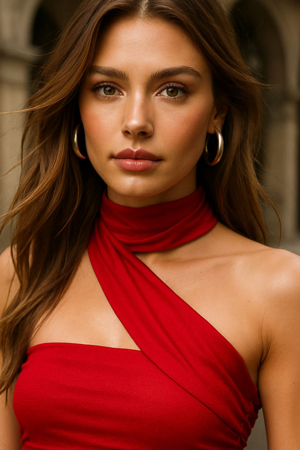 Top tubo de fit ajustado, escote recto, plisados en costados y detalle lateral de choker cruzado.