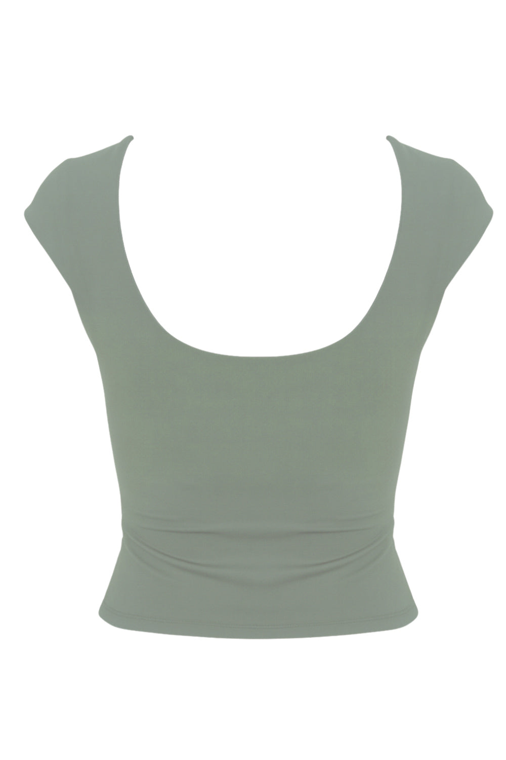 Top de fit ajustado, manga corta seguida, cuello redondo, cut out frontal con detalles plisados y escote en espalda.