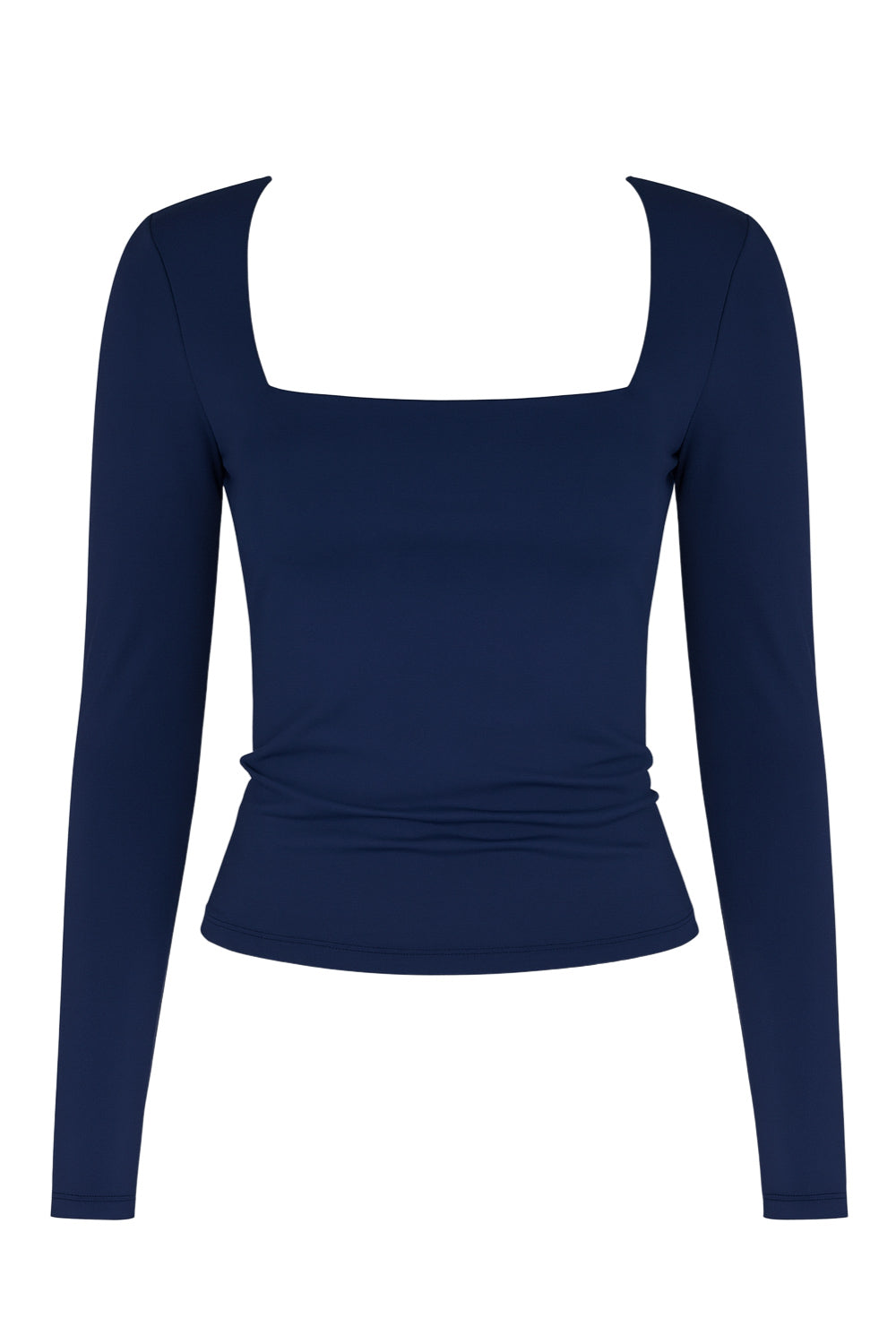 Top básico de escote cuadrado, manga larga y fit ajustado.