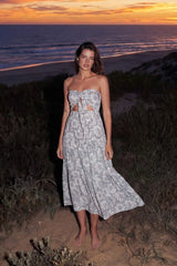 Vestido fluido nudo estampado