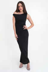 Vestido maxi ajustado asimétrico con cremallera